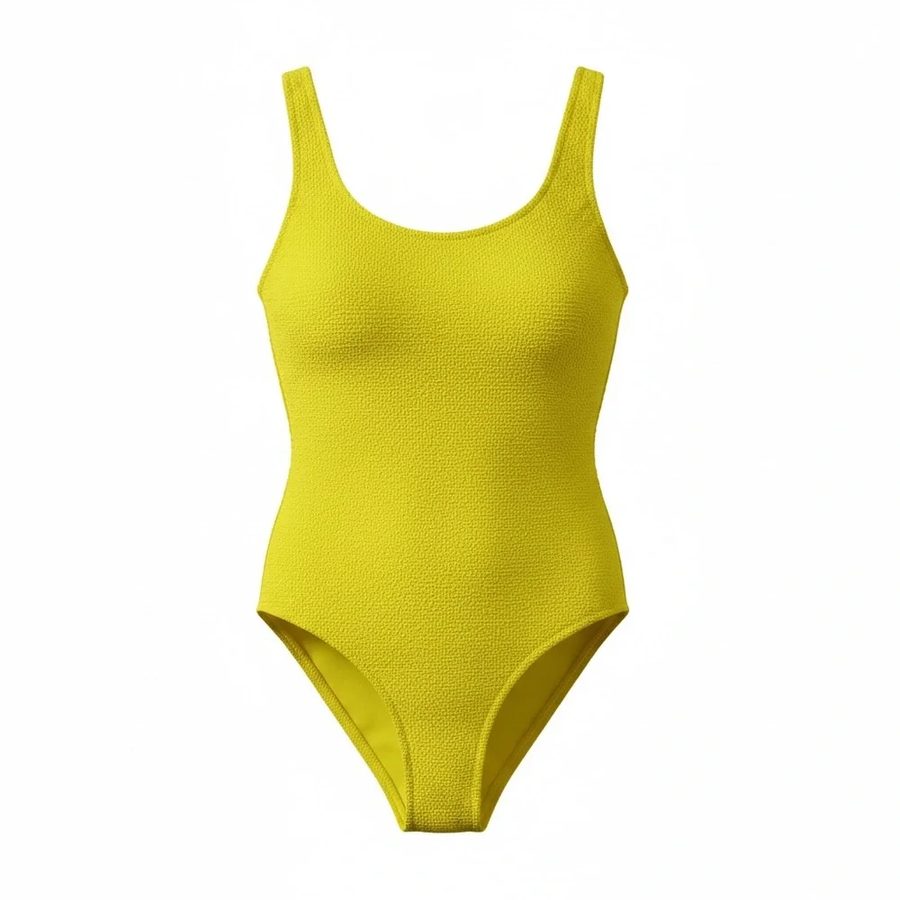 Clockhouse Yellow Cheeky‎ One Piece Swimsuit Stretchy Cutout Style ~ Approx M
